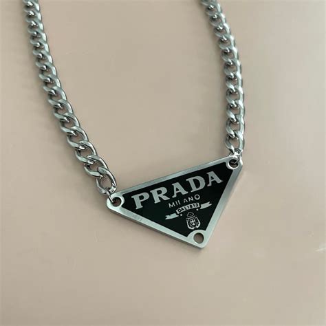 triangle prada necklace|prada necklace triangle pendant.